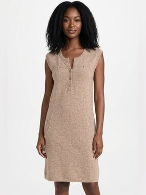 SIMONS ICONE Tan Knit Sweater Dress Wool Angora SIZE SMALL